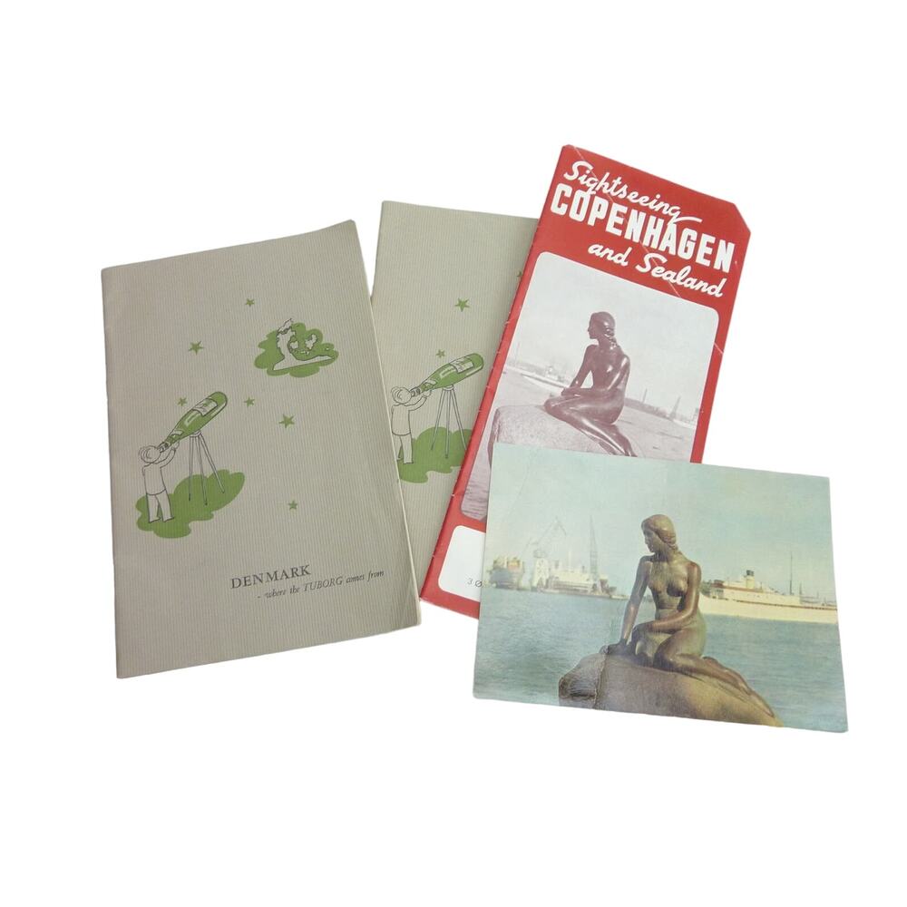 Vintage Denmark Copenhagen Brochure 1961 Mermaid Postcard Mogens Lind Book